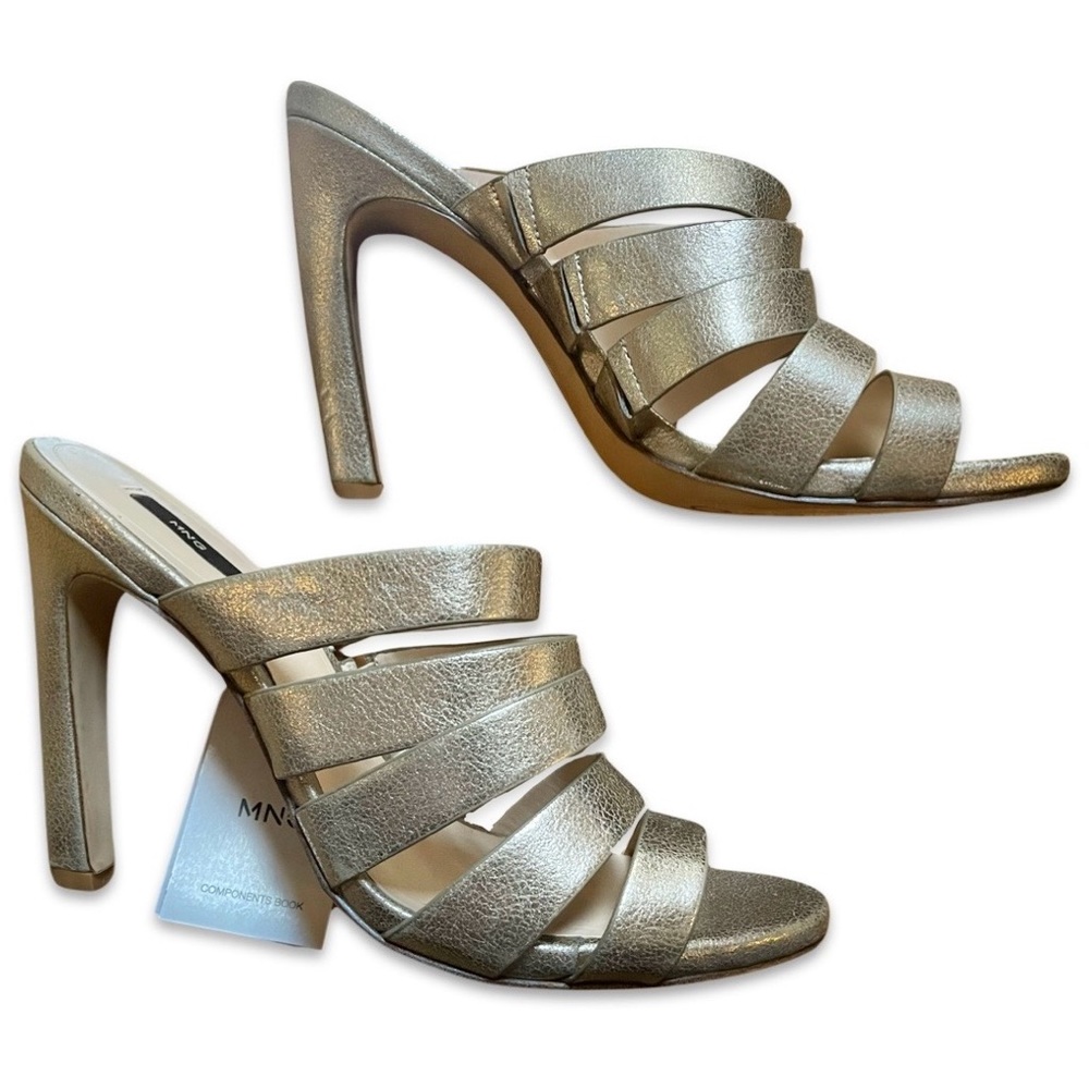 MANGO MNG Gold Metallic Strappy Heeled Sandals Size 39